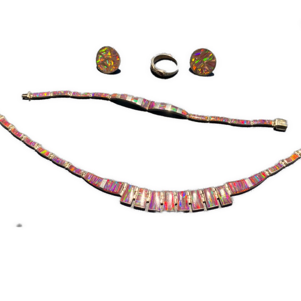 Red Fire Opal Set Includes Ring-Earrings, Bracele… - image 1